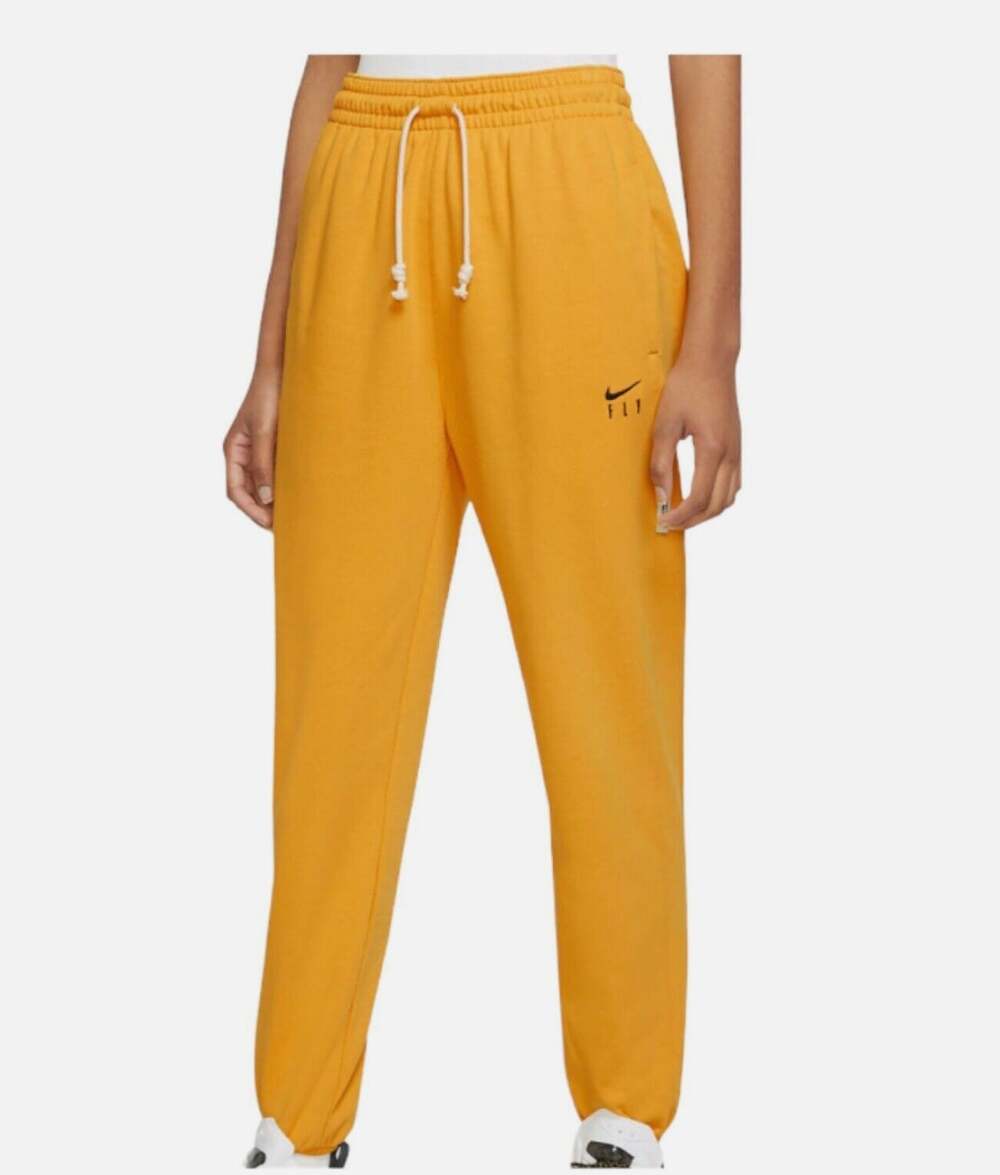 NIKE Yellow Swoosh Fly Standard Issue Basketball Pants Joggers Dri-Fit Size S